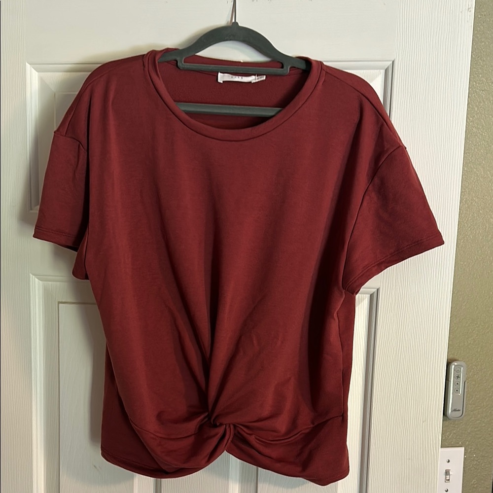 Women's Burgundy Knot Front Top